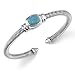 Ethereal Radiance: Designer Inspired Sterling Silver Cable Style Bangle Bracelet with Faux Blue Turquoise