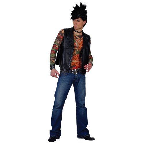 XL Mens Tattooed Punk Rocker Costume for 70s 