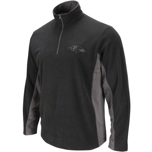 NFL Men's Baltimore Ravens Fade II Crew Long Sleeve 1/4 Zip Micro Chiller Fleece (Black/Storm Gray, Medium)