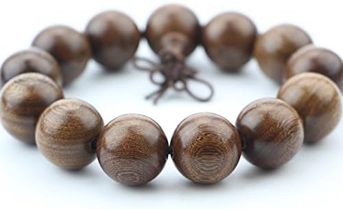 Men,women's 18mm Wood Bracelet Link Wrist Dark Sandalwood Beads Tibetan Prayer Buddha Mala Bracelet Yt3