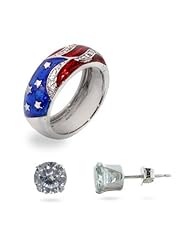 American Flag Ring and Earring Set