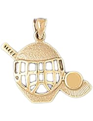 Dazzlers Solid 14k Gold Hockey Helmet, Club and Ball Charm Pendant Available in three colors from jewelsberry (weights: 2.6 grams only)