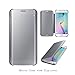 Galaxy S6 Edge Case, Huijukon Luxury Mirror View Clear Flip Case Cover(Hyperbolic Mirror)[All-around protection] with Smart Sleep/Awake Function for Samsung Galaxy S6 Edge (Silver)