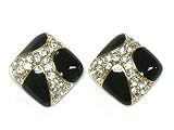 Abstract Crystal & Black Square Earrings Fashion Jewelry