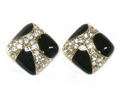 Click here to buy Abstract Crystal & Black Square Earrings Fashion Jewelry.