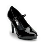 Classic 4" (10.2 cm) Heel Mary Jane in Sizes 6-12 Black/Patent or White/Patent