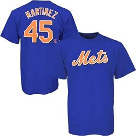 Majestic New York Mets #45 Pedro Martinez Royal Blue Players T-shirt