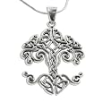Large Celtic Knot Tree of Life Sterling Silver Pendant 18" Chain Necklace