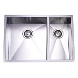 Elements of Design EUS292010DBNL TOWNE SQUARE Stainless Steel Undermount Offset Double Bowl kitchen