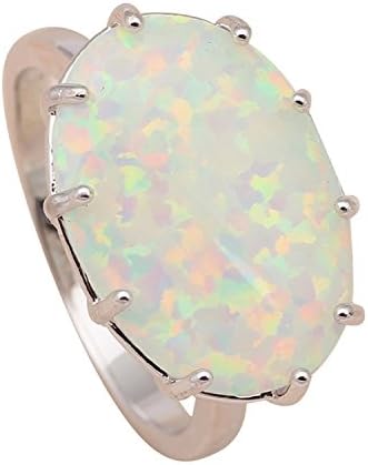 Nachonia Jewelry Oval shape Simple but popular design Green fire Opal Silver Stamped Ring fashion jewelry Ring 6 7 8 9 OR613A