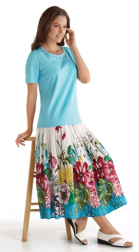 Collections Etc - Summer Breeze Sequin Top & Floral Skirt Set