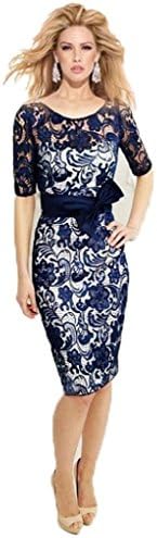 WAJY Women's Sheath Mother Of The Bride Dresses Knee Length With Jacket Royal Blue US6