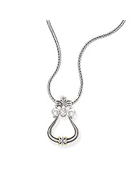 925 Silver & Diamond Door-Knocker Pendant with 14k Gold Accents (0.07ctw)