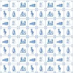 Blue Delft Tile Design Wallpaper - Dollhouse Miniature