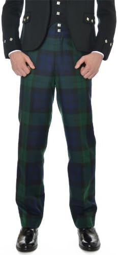 Mens Essentials Scottish Black Watch Tartan Trousers Trews