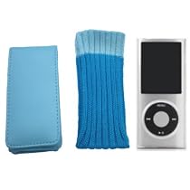 4G Blue Flip Case + Blue Sock & Ice Box Cover for the New Apple iPod nano 4th Generation 8GB & 16GB + Neck Strap