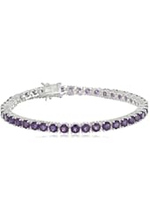 Sterling Silver and Gemstone Tennis Bracelet, 7.25"