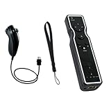 Black Remote for Nintendo Wii with Motion Plus Adapter Built in + Nunchuck  ....
