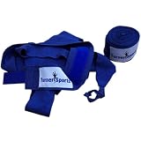 Poly Cotton Weight Lifting Kick Boxing Hand Wraps With Velcro Closure Straps Blue 3.5 m