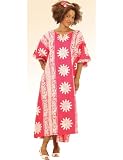 Elephant in Sunburst Design Cotton Caftan Kaftan with Matching Headwrap - Available in Several Colors