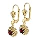 3/4 Inch Red Round Cubic Zirconia CZ Flower Gold Plated Earrings