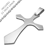 Passion Cross Pendant in Stainless Steel with 23 Inch Stainless Steel Chain