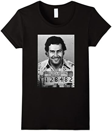 Women's Pablo Escobar T-shirt - Drug Lord Pablo Mugshot Tee Shirt Medium Black