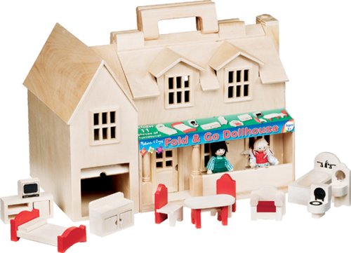 41pdB0TpZDL Melissa and Doug Wooden Fold and Go Dollhouse