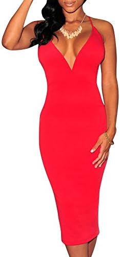ZLMDS Women's Bodycon Sexy Cocktail Formal V Neck Long Pencil Dress