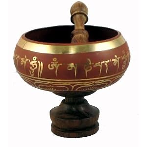 Tibetan Red Singing Bowl, 6 inches