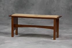 Microfiber and Wood Bench - Cherry