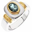 Sterling Silver and 14K Yellow Gold Aquamarine Ring
