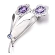 Flowers Feburary Purple Swarovski Crystal Birthstone Brooches & Pins