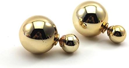 SASAMALL Colorful Double-faced Pearl Double Pearl Beads Plug Stud Earrings Fashion Designed (Gold)