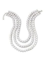 Tastefully First-Class Sterling Silver Freshwater Pearl 3-Row Necklace