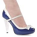 Ellie Shoes Women's 476-GLAM, 4.5" Maryjane with bow and chrome heel