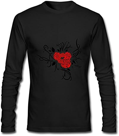 XLKHGF Rose Tribal Drawing Man 100% Cotton Round Neck Custom Long Sleeves T-shirts Black M