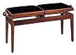 Stagg Double Piano Bench - Walnut and Brown Velvet
