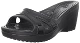 crocs Women's Jenee Wedge Sandal,Black/Black,8 M US