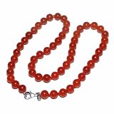 Sterling Silver Red Jade Beaded Necklace, 18