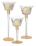 Crystal Colour Quartz Hand Painted Glass Boxed Set of 3 Candle Holders