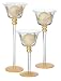 Kitchen & Housewares : Crystal Colour Quartz Hand Painted Glass Boxed Set of 3 Candle Holders