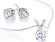 Diamond Solitaire Necklace & Diamond Stud Earrings Set 1/2 Carat (ctw) in 14K White Gold