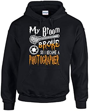 My Broom Broke So I Became A Photographer Halloween - Adult Hoodie S Black