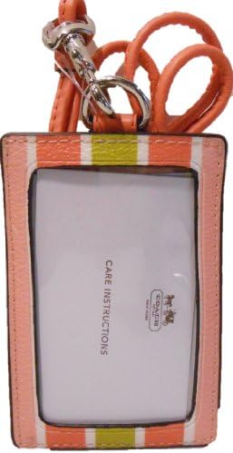 Coach F69805 Orange Peyton Multi-stripe Lanyard ID Card Holder