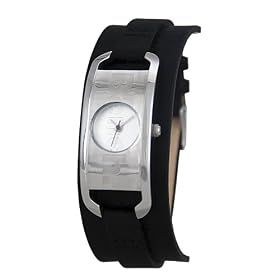 Bench Ladies Silver Dial Watch With Black Leather Strap
