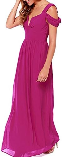Womens Off-shoulder Backless Deep V-neck Maxi Evening Dress XL Purple