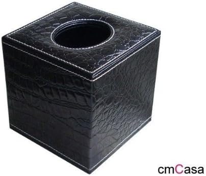 cmCasa[747] 5.2 x 5.2 x 5.2 inchs Tissue Box, Crocodile Print (White)