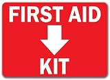 First Aid Kit with Down Arrow Sign - 10 x 14 OSHA Safety Sign