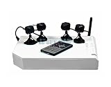 Wireless Complete Micro Video Surveillance System w/ Quad View --- 4 tiny wireless cams transmit video to 1 USB receiver and then video can be recorded on your PC via motion activation, scheduled recording, or continuous. Included remote viewing SW allows for viewing all 4 cameras simultaneously remotely from any PC.